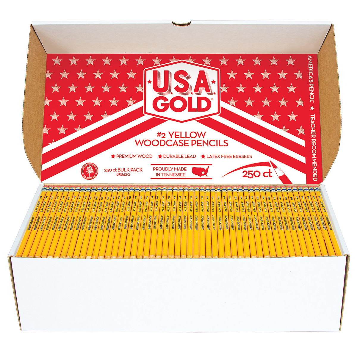 250 ct USA Gold Sharpened Pencils - 85842-2-P